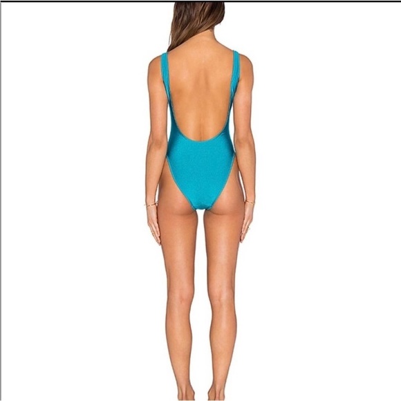 Private Party Mermaid One Piece Swimsuit Teal Blue Low Back - Picture 11 of 14